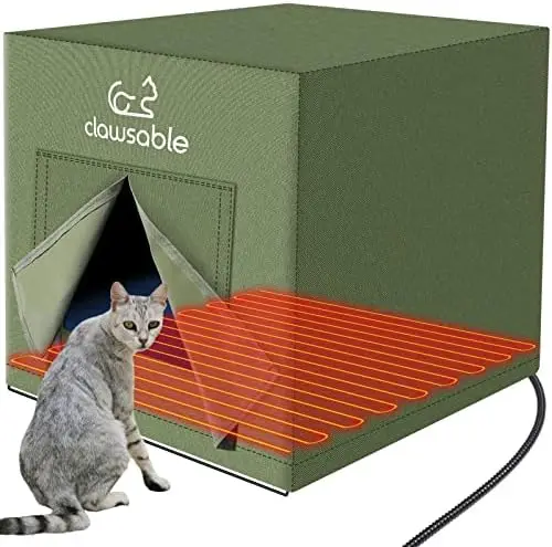 

Heated Cat House for Outdoor Cats in Winter, Anti-Soaking Insulated Cat House, Elevated & Weatherproof, Warm Cat Shelter wit