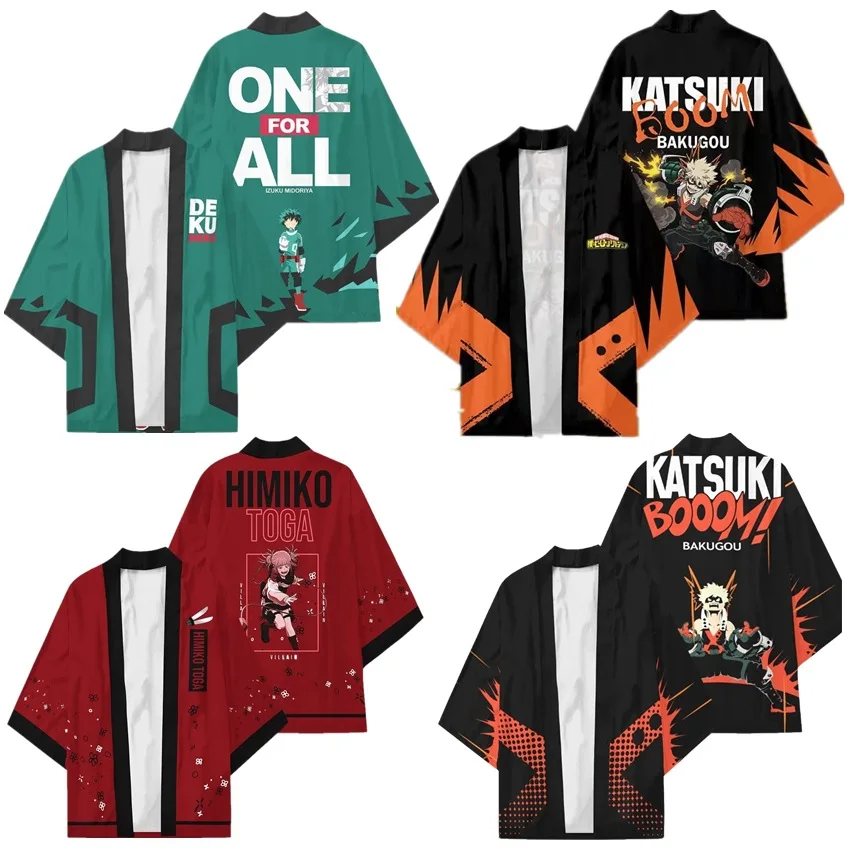 

Anime My Hero Academia Midoriya Izuku Todoroki Shoto Bakugou Katsuki Asui Tsuyu Cosplay Cape Coat 3D Digital Print Kimono