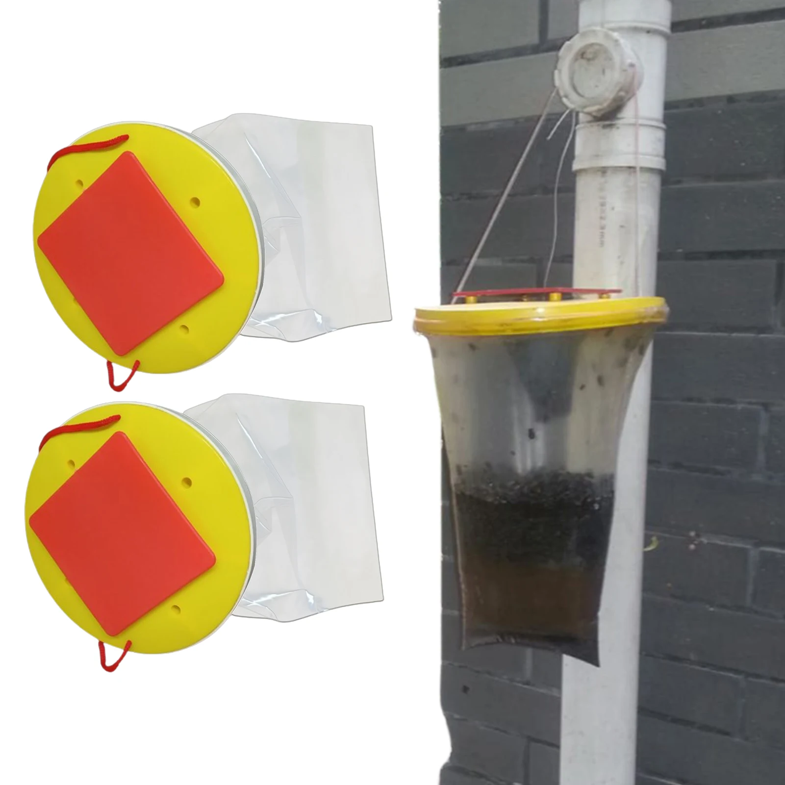 

2pcs Hanging Fly Traps Outdoor Flying Insect Trap Disposable Fly Catcher Bag Mosquito Trap Catcher Fly Wasp Insect Bugs Trap