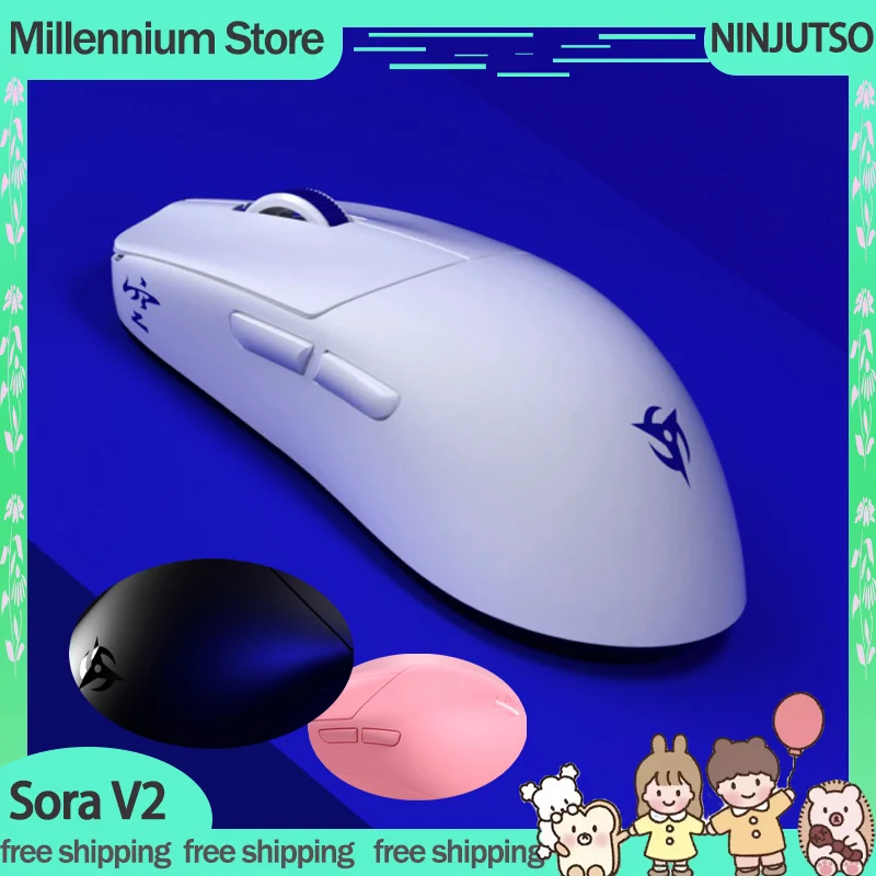 Gamer Mouse Ninjutso Sora V2 Поддержка 8k 2 4G Беспроводная мышь 8000 Гц PAW3395 Индивидуальная APEX CSGO