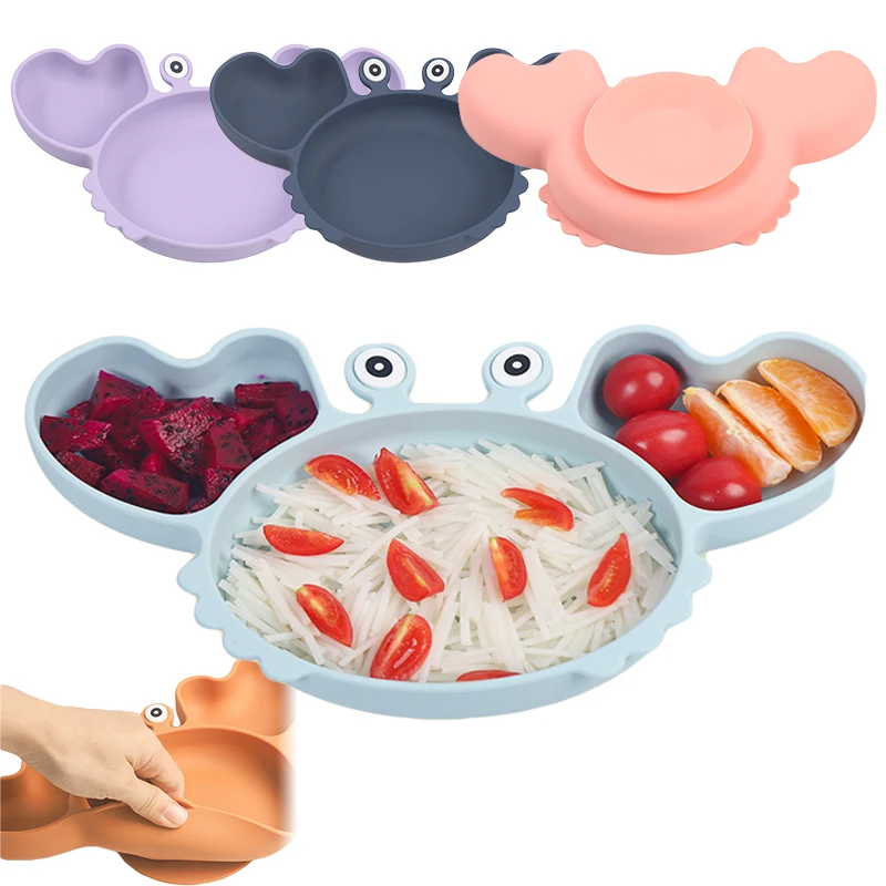 

Cartoon Crab Silicone Baby Sucker Plates BPA Free Baby Feeding Food Tableware Non-Slip Children Dishes Food Feeding Bowl for Kid
