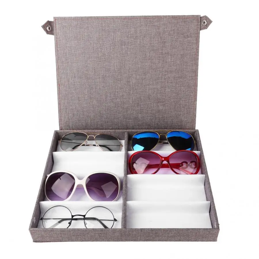 Sunglass Rack 8 Slots Glasses Storage Sunglasses Display Jewelry Container Case Organizer with Button Contact Lenses Supplies | Дом и сад