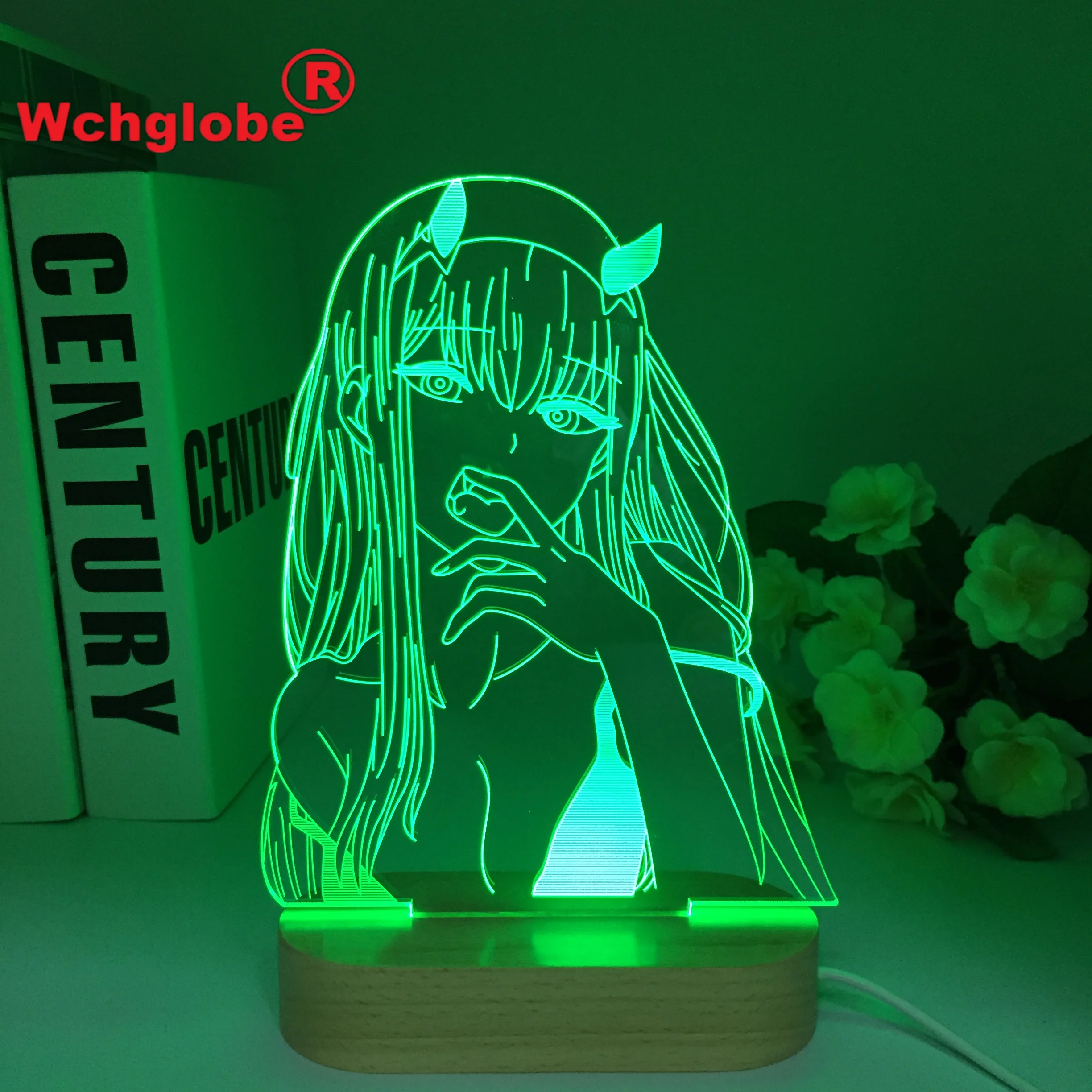 

Darling In The Franxx Led Remote Wooden Anime Zero Two 16 Colors 3d Lamp Figure Nightlight Child Girls Manga Gifts Night Light