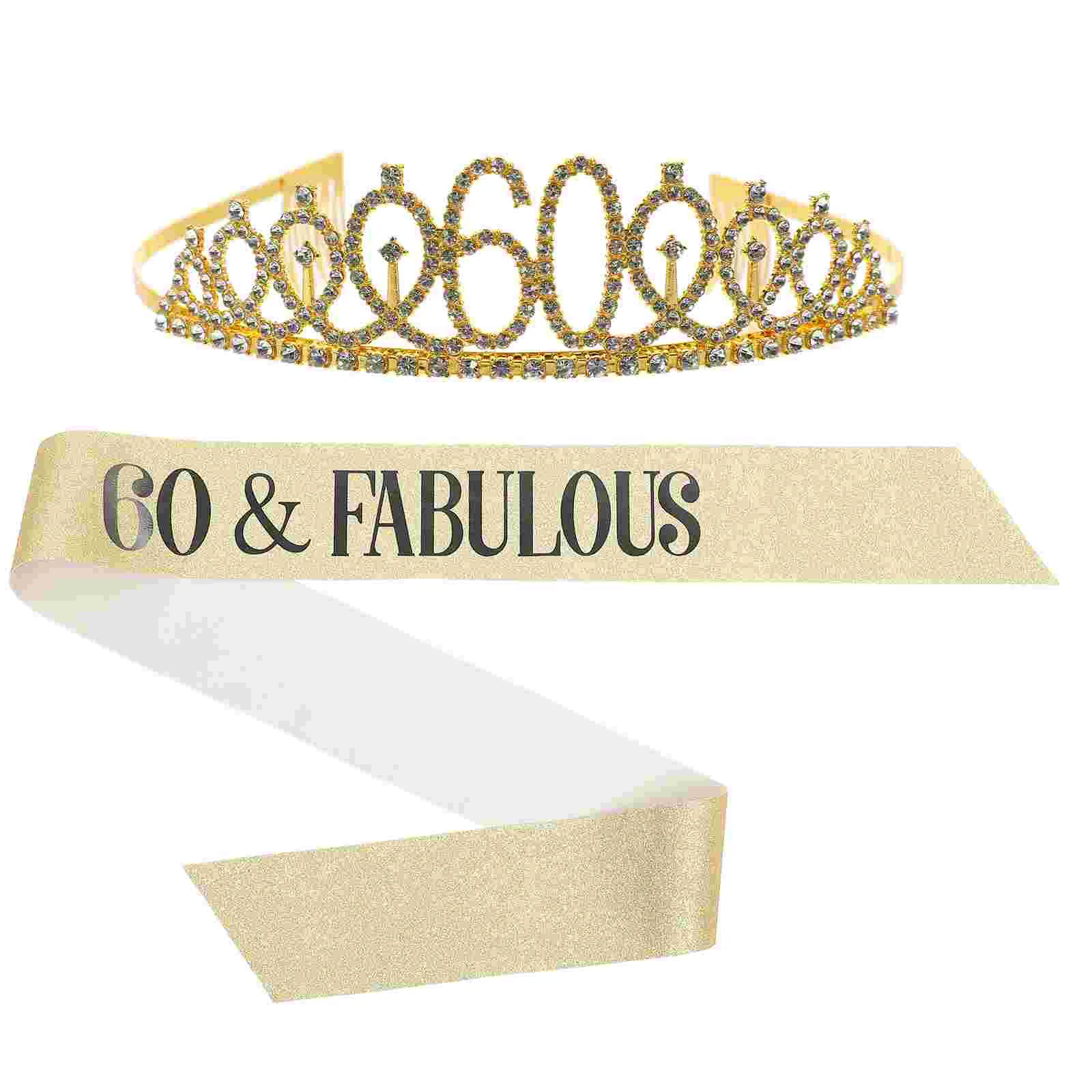 

60th Birthday Gifts Fabulous Female Happy Cupcake Topper Sash Supplies Decorations Women Crown