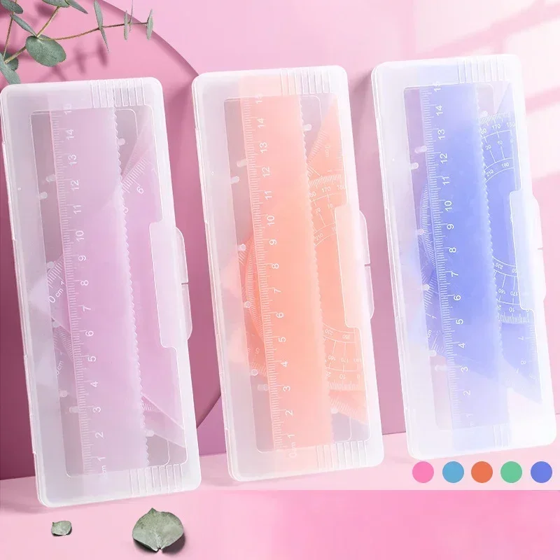 4 шт./коробка прозрачная Желейная цветная треугольная линейка транспортир Милая