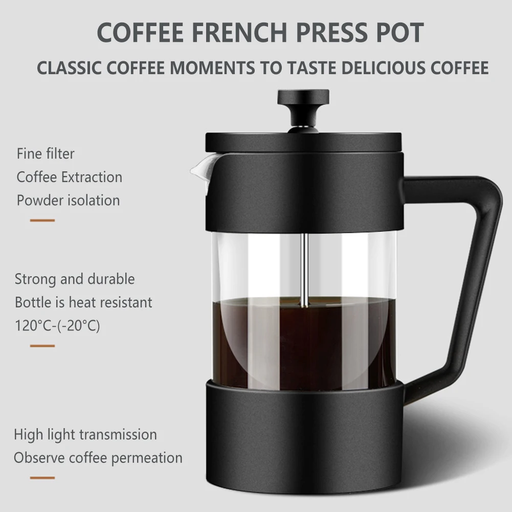 French Press Coffee Maker 350/600/1000ML Espresso Coffee Brewer Household Coffee Tea Maker Kettle Barista Tools Coffeeware