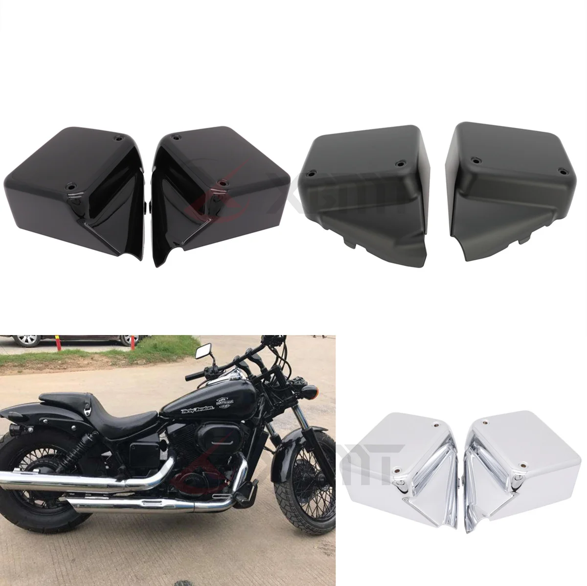 Motorcycle Left Right Side Fairing Battery Cover For Honda Shadow Spirit 750 VT750 DC VT750DC 2000-2009 Black Widow 2000-2007