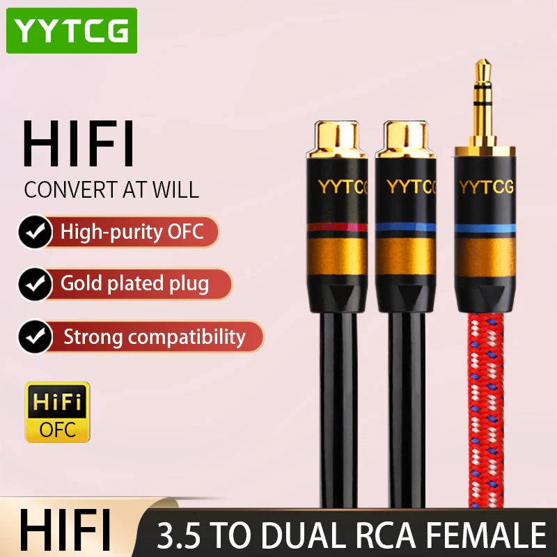 Штекер YYTCG 3,5 мм на гнездо 2RCA стерео AUX аудио кабель Y-образный адаптер для iPhone MP3 планшета компьютера динамика 3,5 RCA кабель