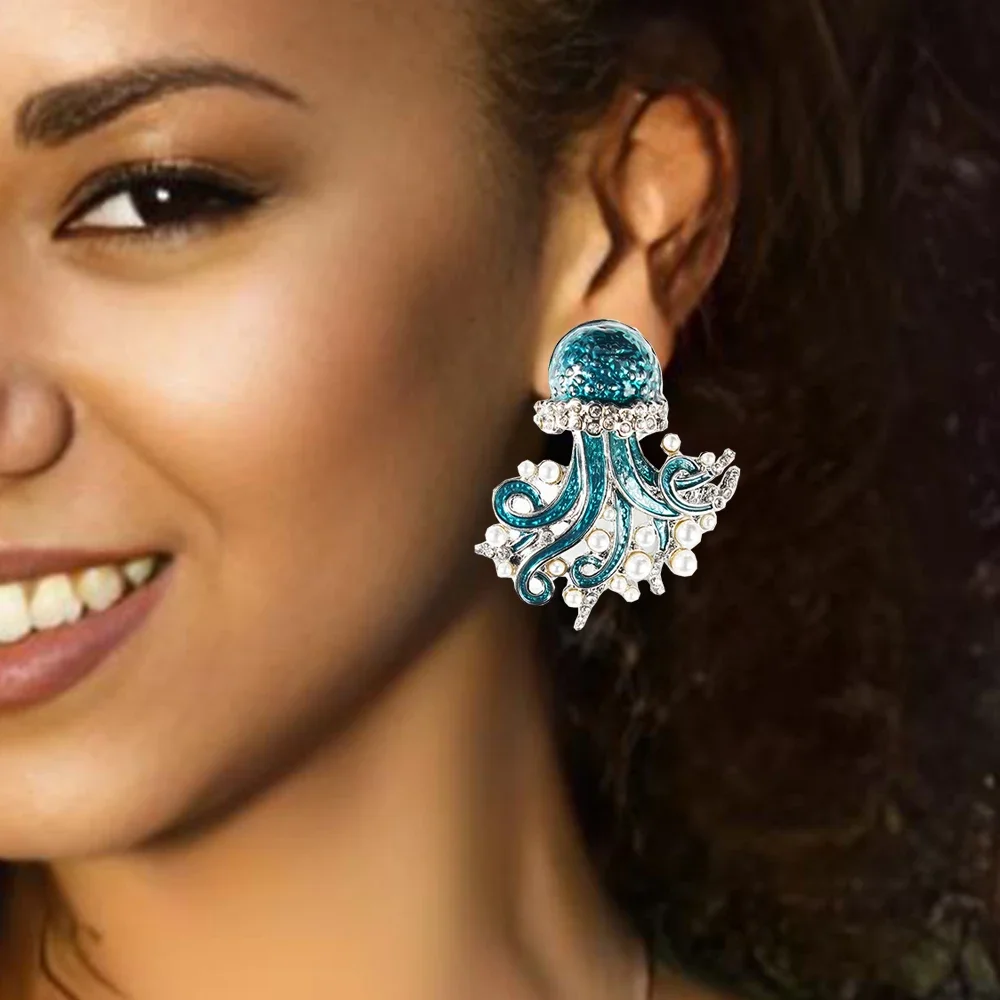 Огромный кулон в виде кальмара ракушка морской конек осьминог кит жемчужное