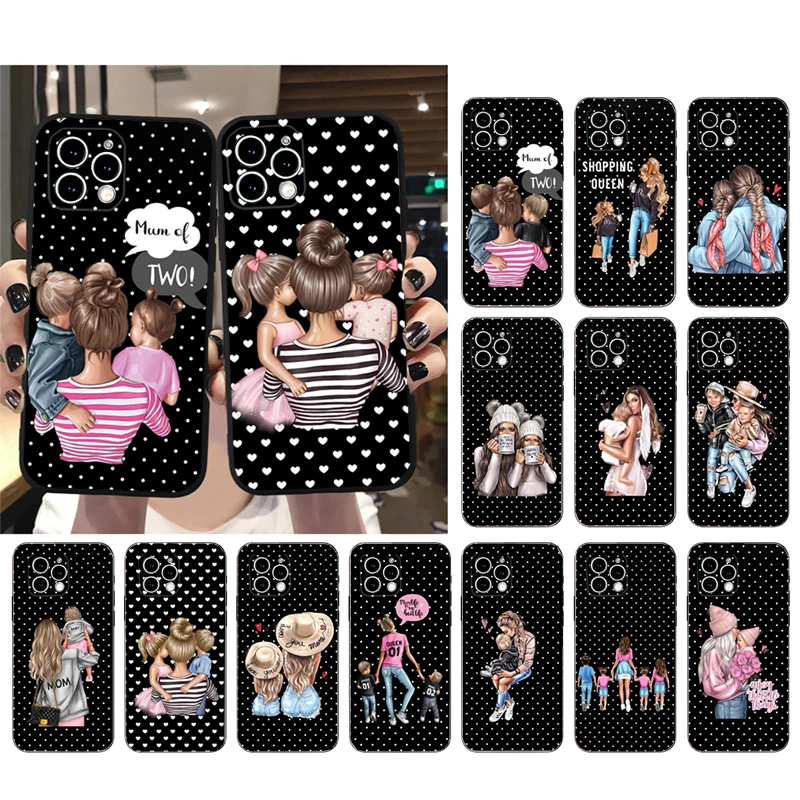 

Mama Mom Son Daughter Phone Case For iphone 14 Pro Max 13 12 11 Pro Max XS XR X 12 13 mini 14 Plus 7 8 SE Case Funda