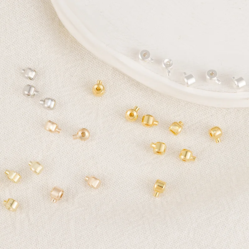 15pcs Crimp End Beads Copper Covers  Stopper Spacer Diy Bracelet Jewelry Making Handmade Craft Findings Wholesale