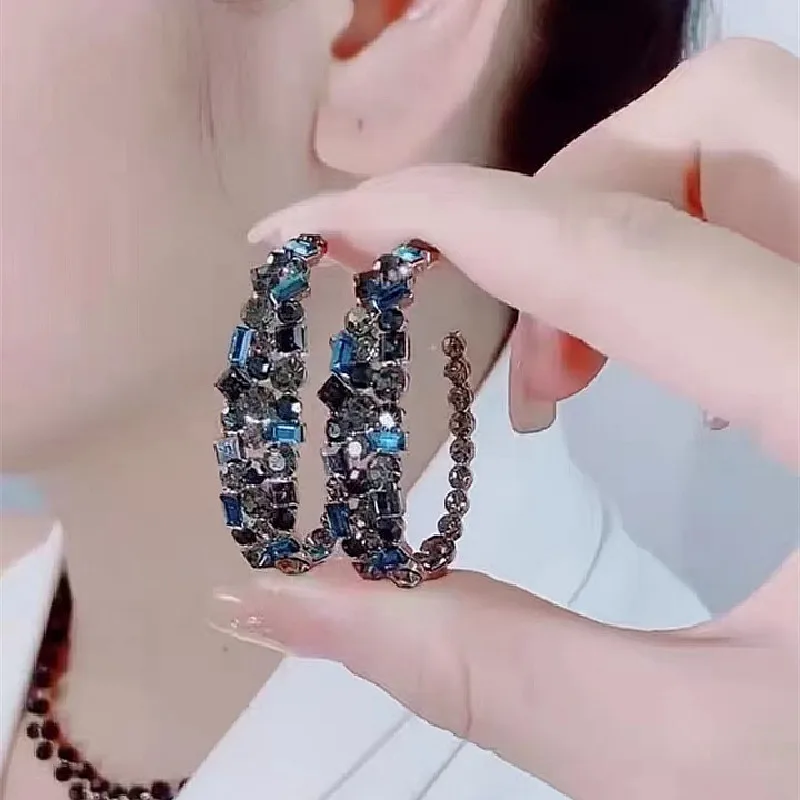 

Exaggerated Rhinestone Earrings Women's 2022 New Fashion Fashion Earrings Online Celebrity Explosions Ear Jewelry