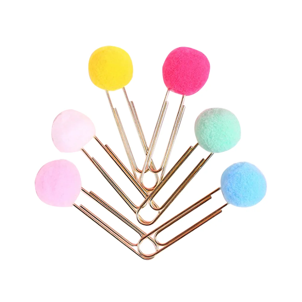 

30 Pcs Supplies School Plush Ball Bookmark Clip Hairball Office Chaiers Paper Supply Stationery Bookmarks