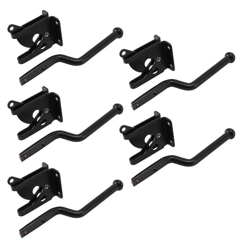 

5X Self Locking Gate Latch Automatic Gravity Lever Fence Gate Lock For Wood Fence Gate Door Latches Steel Black