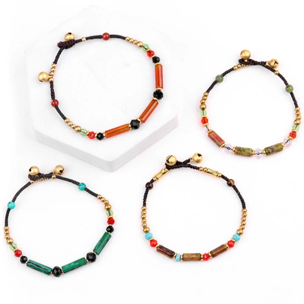 Красочная чакра аметист тигровые глаза круглая трубка каменный браслет