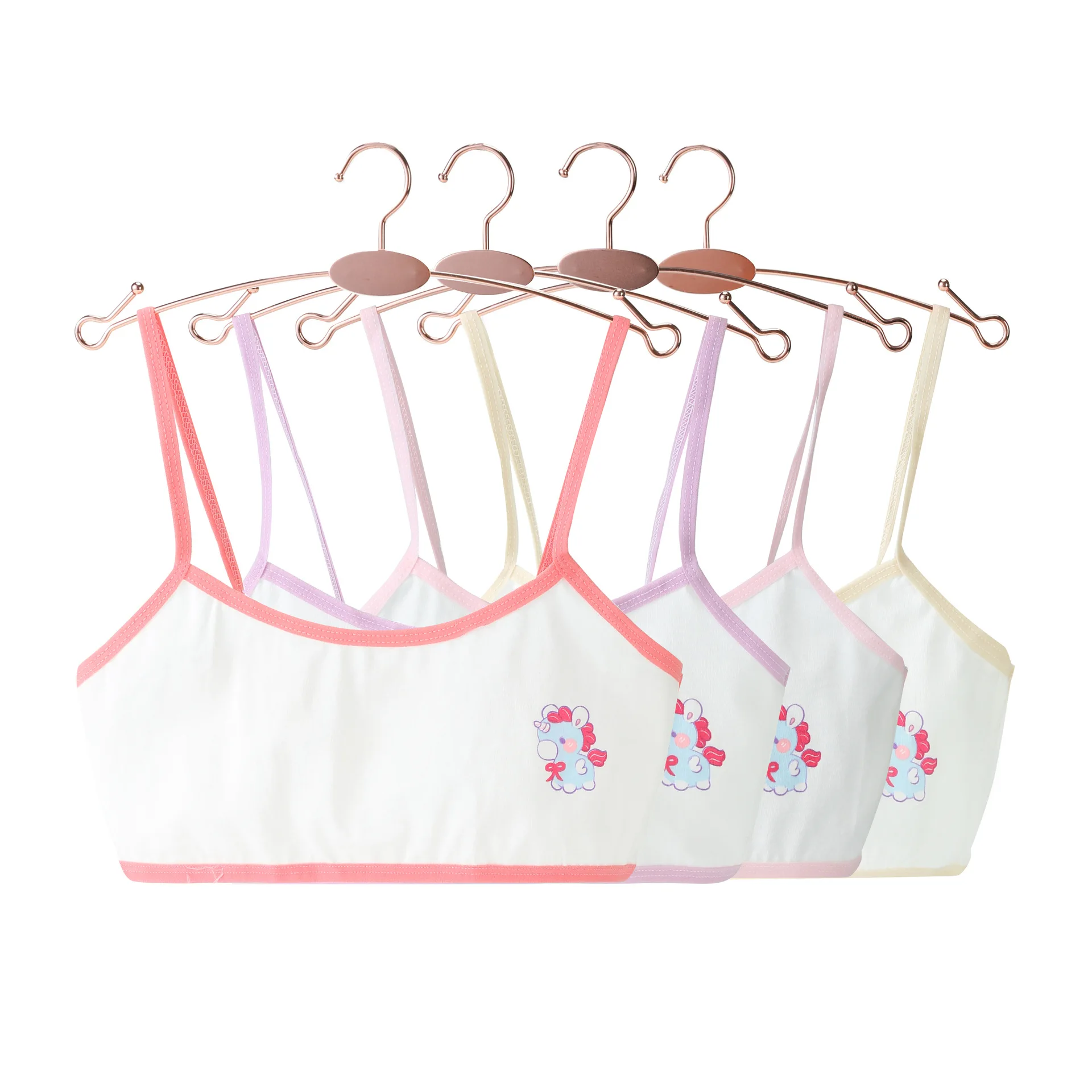 4 Pcs Pure Cotton Children Girls Underwear Kids Girl Cartoon Printed Vest Bra Tank Top Crop Tops