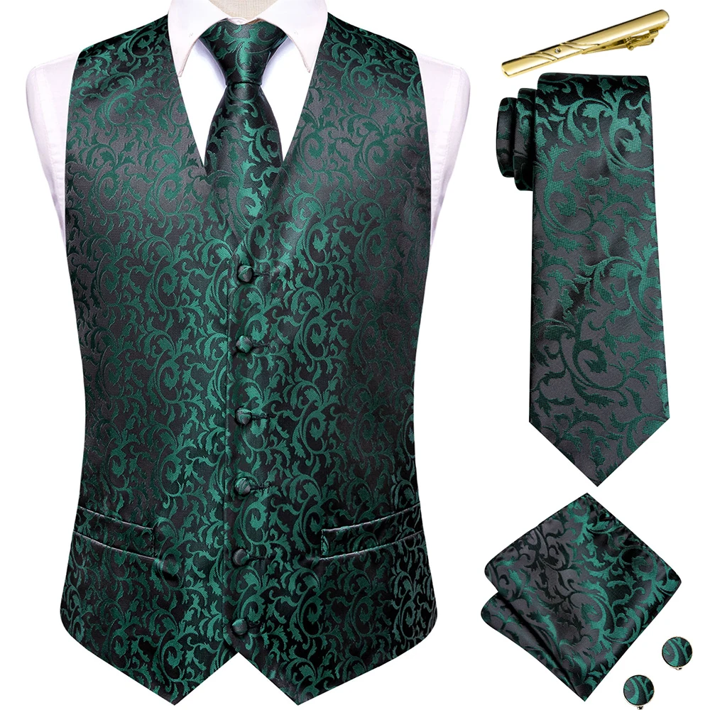 Hi-Tie темно-зеленый мужской шелковый