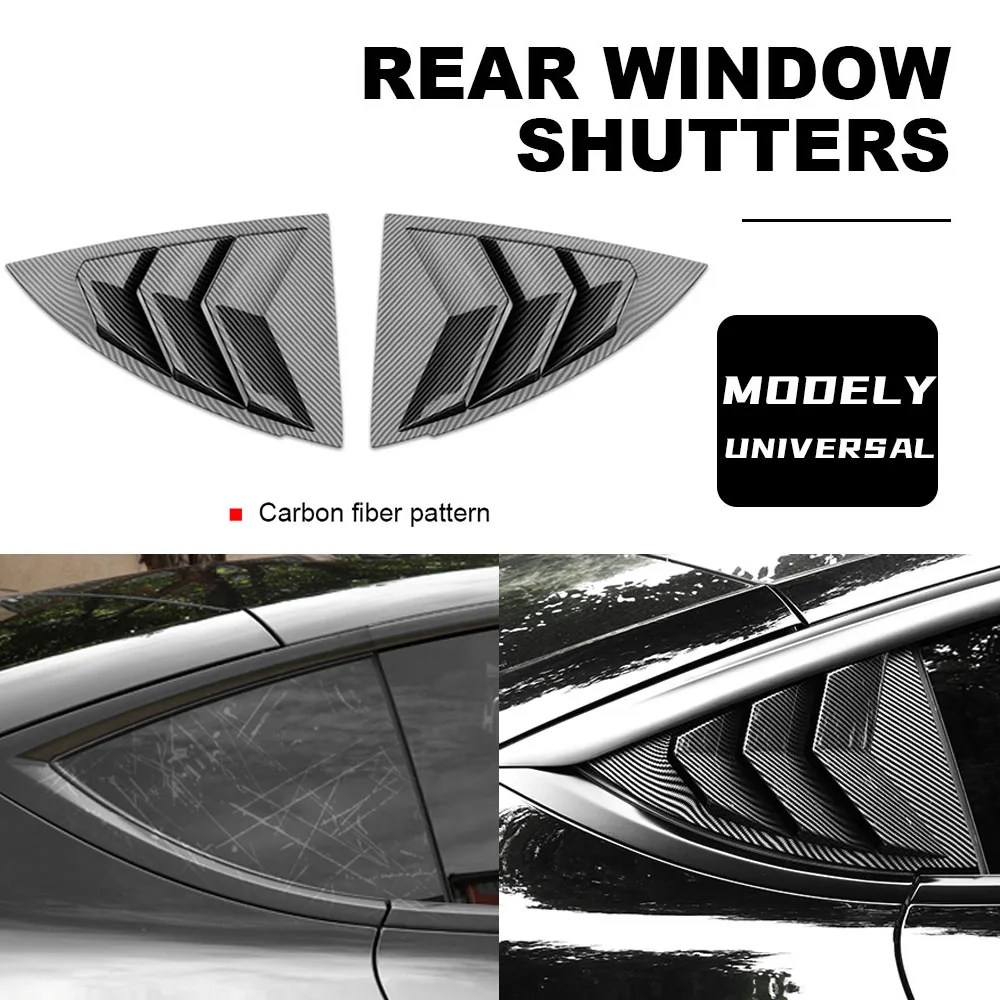 

2PCS Car Rear Window Triangle Exterior Decoration Blinds Spoiler Leaves Shutter Cover Deflector Styling For Tesla Model Y 2021