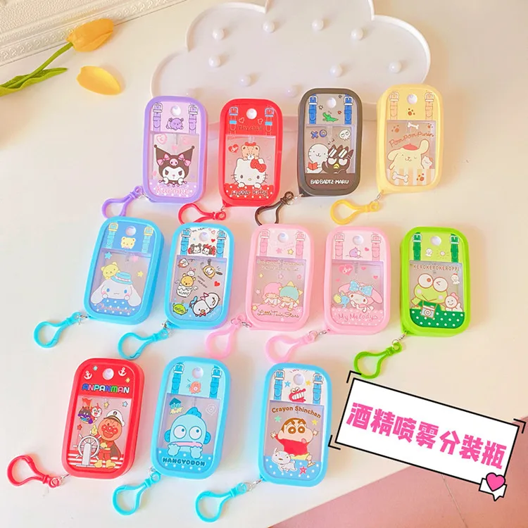

Cute Kuromi Cinnamoroll My Melody Sanrios Perfume Alcohol Portable Spray Bottle Travel Small Empty Bottle Silicone Sleeve Hook