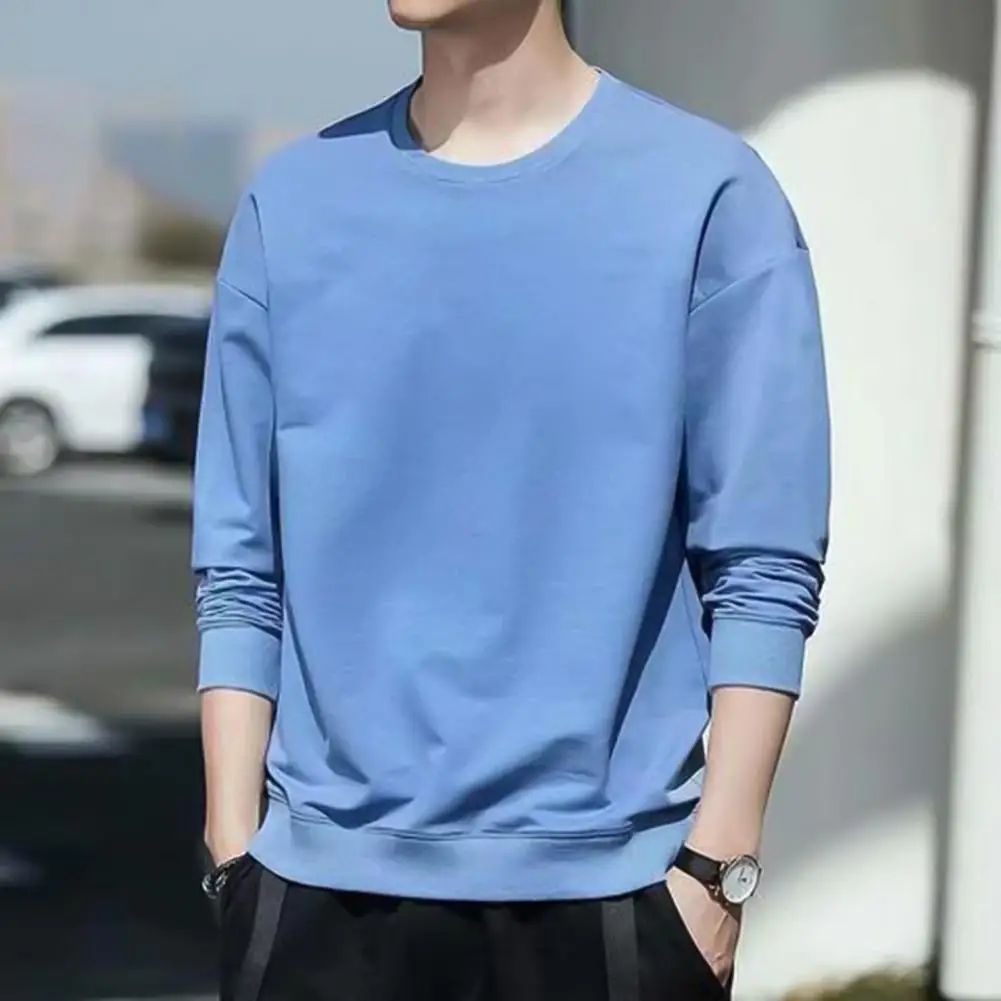 

Stylish Super Soft Pullover Sweatshirt Long Sleeve Fine Stitching Ribbed Cuff Pullover Sweatshirt Streetwear