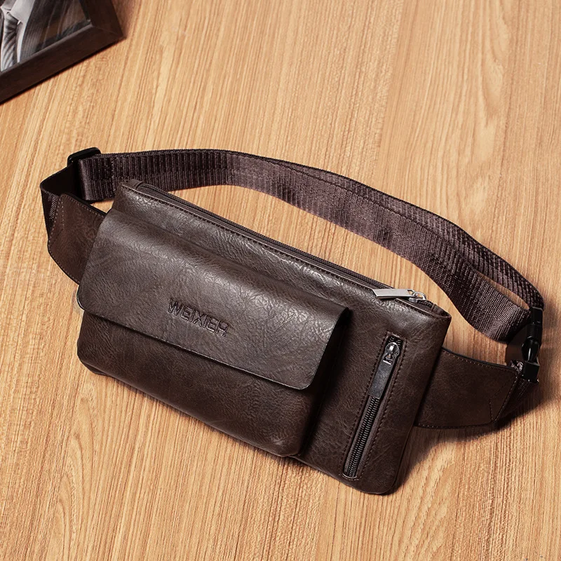 New Leather Chest Bags Men Luxury Sling Bag Multifunctional Waist Pack Cigarette Crossbody Bags Waist Cell Phone Bag For Male