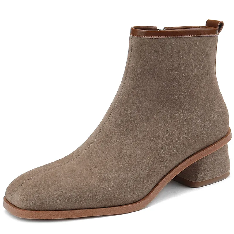 

Dilalula Office Ladies Women Ankle Boots Autumn Winter Thick Heels Cow Suede Leather Basic Shoes Woman Fashion Concise Elegant