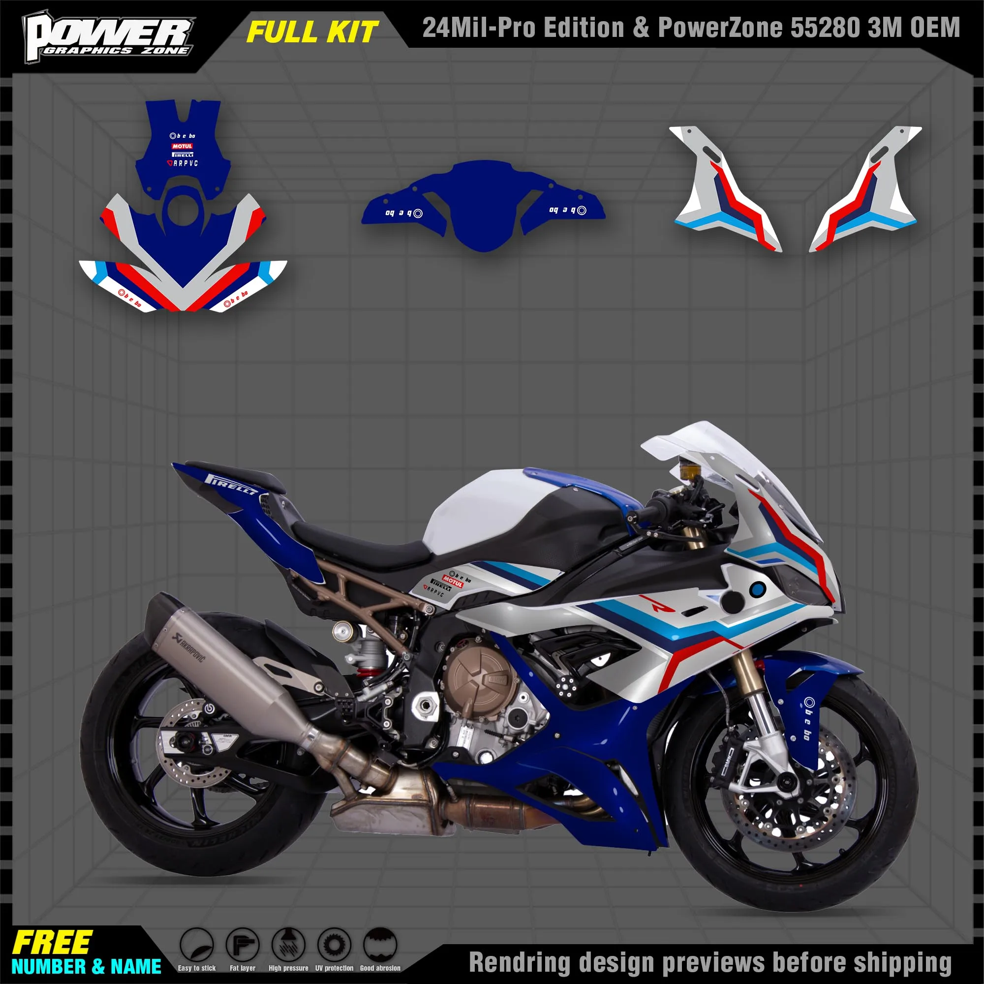 

PowerZone Custom Team Graphics Backgrounds Decals Stickers Kit For BMW 19-22 S1000RR