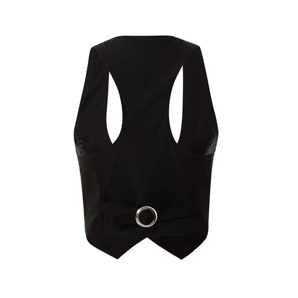 Женский жилет без рукавов укороченные топы костюм на пуговицах нагрудный куртка