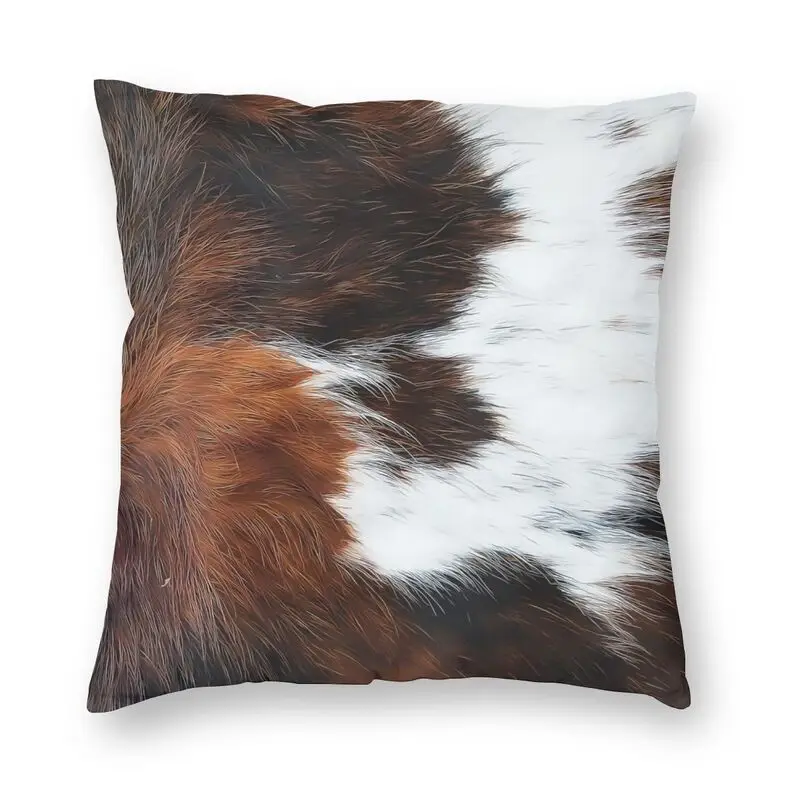 

Scottish Highland Cow Cowhide Texture Cushion Cover 40x40cm Home Decor Animal Hide Leather Throw Pillow Case for Living Room