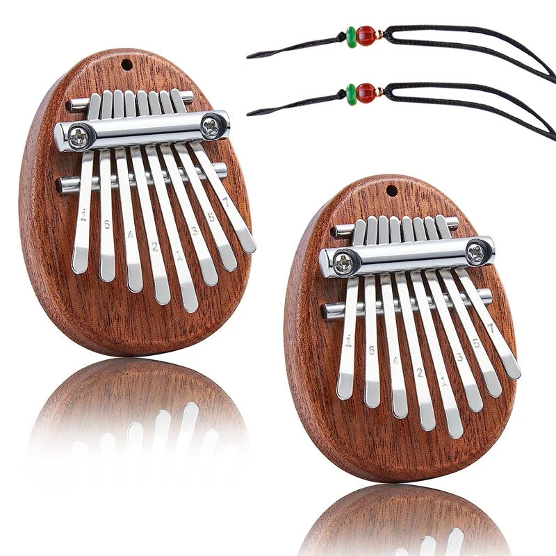 

2 Pack Mini 8 Key Kalimba Thumb Piano Gifts For Kids Beginners Music Lovers Players, Cute Instrument,Finger Piano