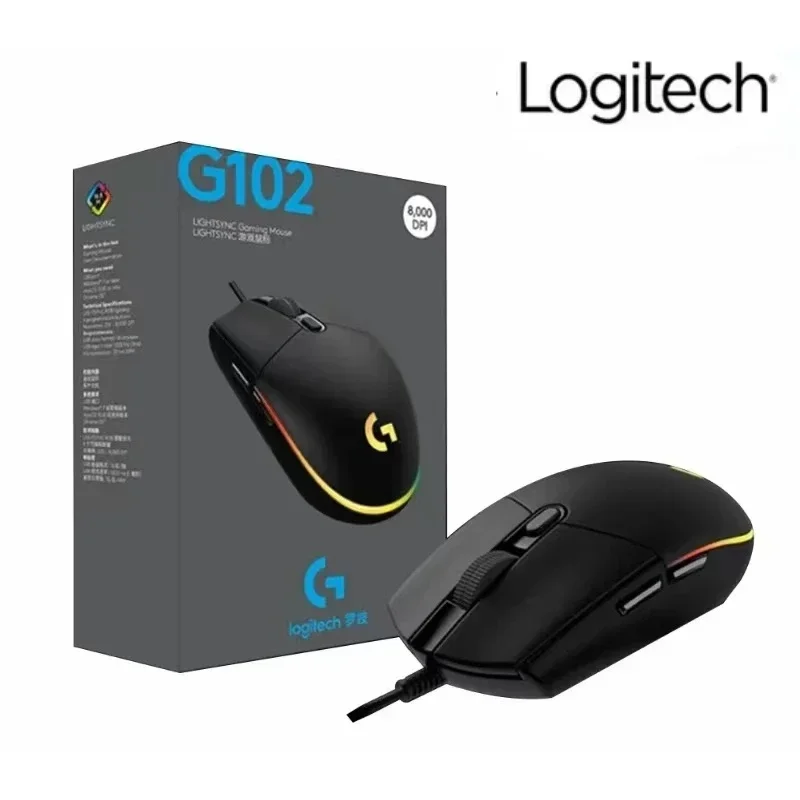 Фото Игровая мышь Logitech G102/G203 Lightsync с оптическим отслеживанием, 8000 DPI, 16,8 млн цветов LED-подсветки, 6 настраиваемых кнопок, проводная №4