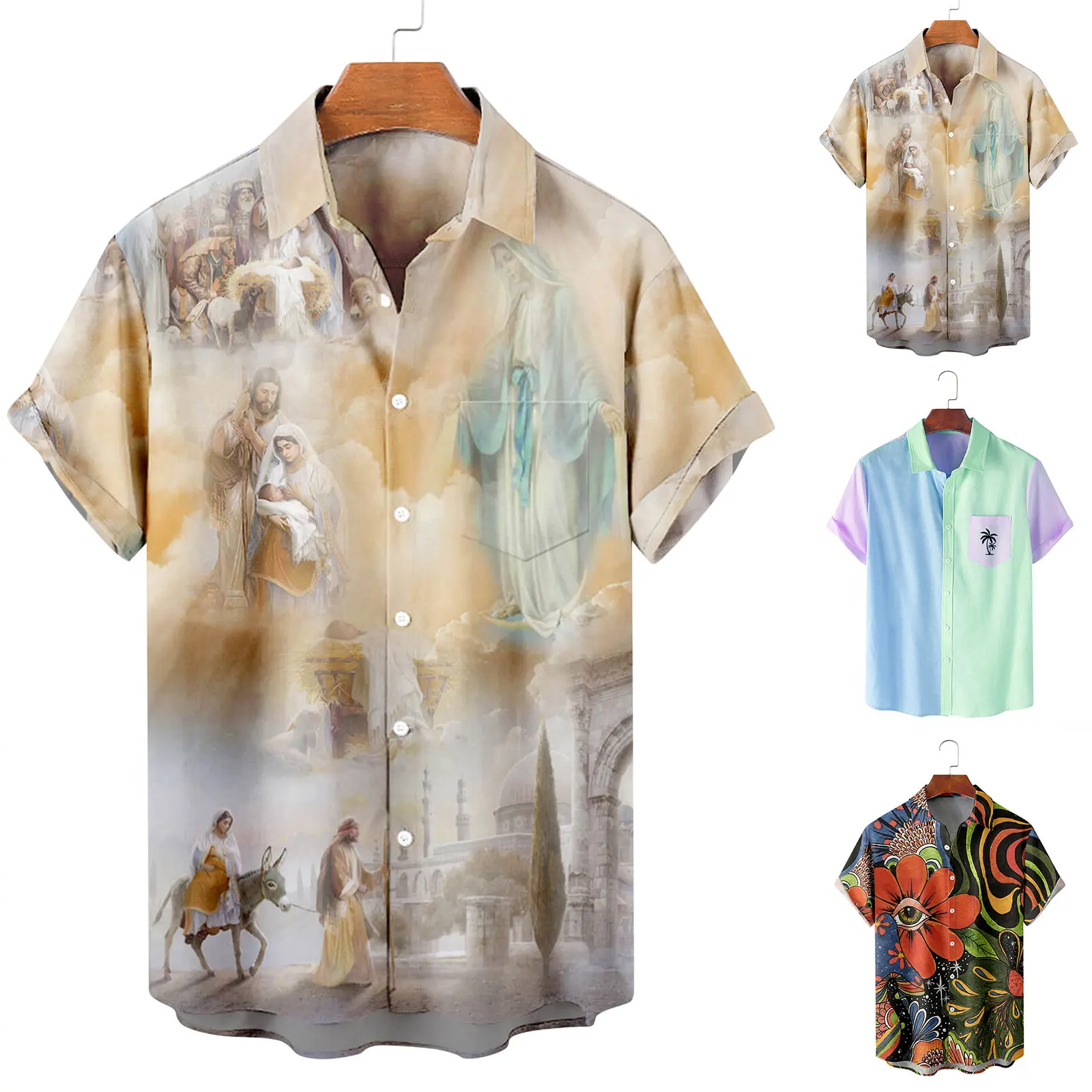 

2023 3D Print Painting Floral Hawaiian Shirt Men Women Turn Down Collar Street Wear Blouse Tops For Spring Autumn Work Wear