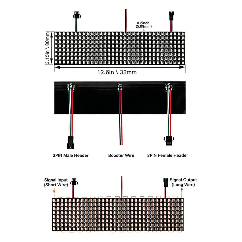 Фото Матричная панель WS2812B Smart Pixel Module 8x8 16x16 8x32, гибкая светодиодная панель с индивидуальной адресацией, цифровой экран WS2812 RGB, 5В №1