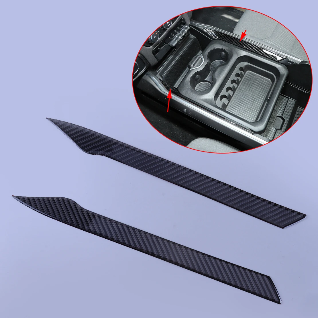 

1 Pair Car Center Console Armrest Box Inside Panel Strip Cover Trim Fit for Dodge Ram 1500 2022 2021 2020 2019 2018 Carbon Fiber