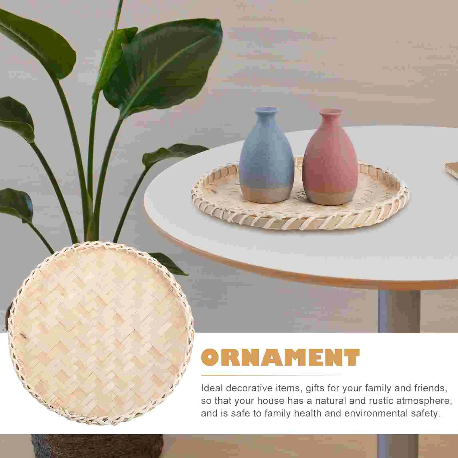 

Dustpan Bamboo Basket Kitchen Organizer Fruit Storage Container Woven Home Sundries