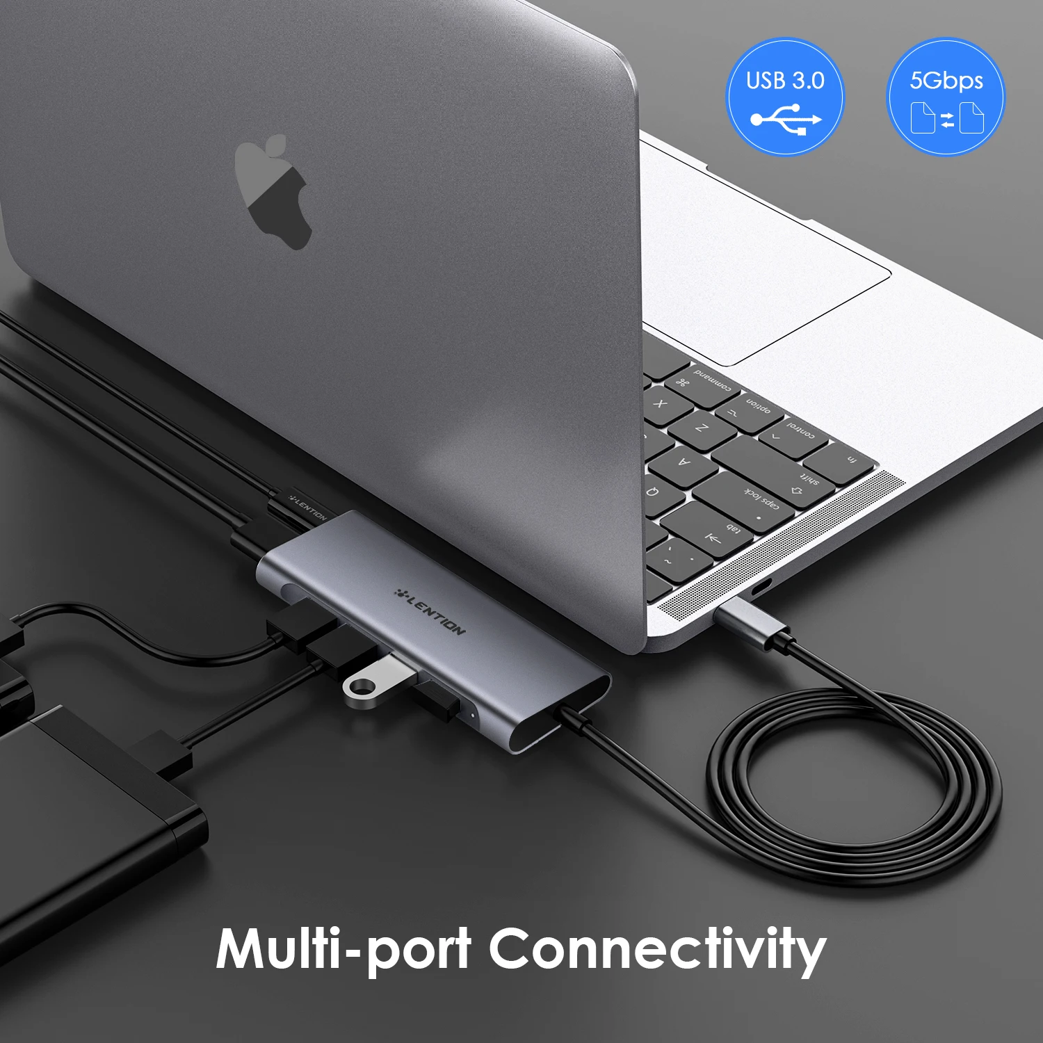 Иди! Длинный кабель USB C Hub Type Многопортовый 4K HDMI 3.0 Стабильный зарядный адаптер для