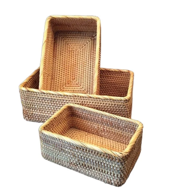 

Hand-woven Rattan Basket Storage Box Baskets For Organizing Vegetable Fruit Storage Box Organizer Cestas De Almacenamiento De