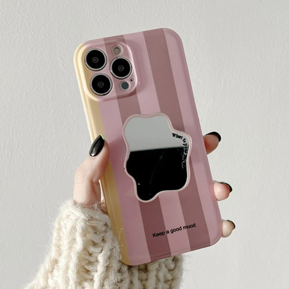 

For IPhone X XS XR Pink With Mirror CellPhone Case For Iphone 11 12 13 Pro Max 2022 Dream Silicone Liquid Mobile Phones Cove