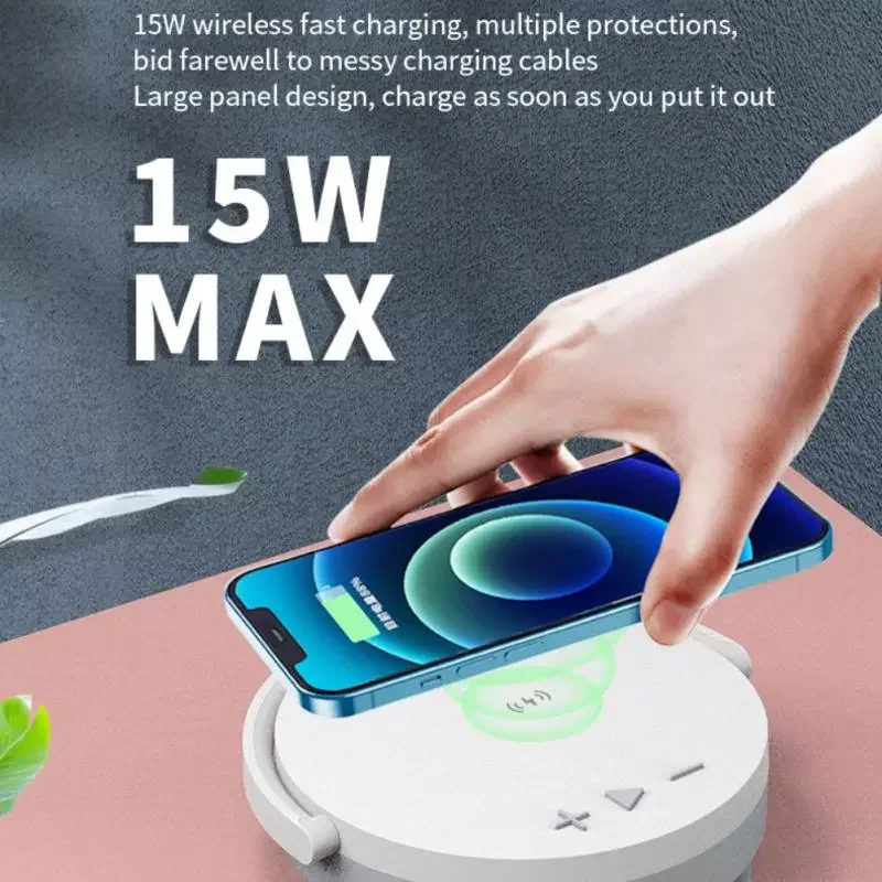 

NEW2023 15W Wireless Bluetooth-compatible Speaker Night Light Mobile Wireless Charger Stand Wireless Charger Lamp Speaker