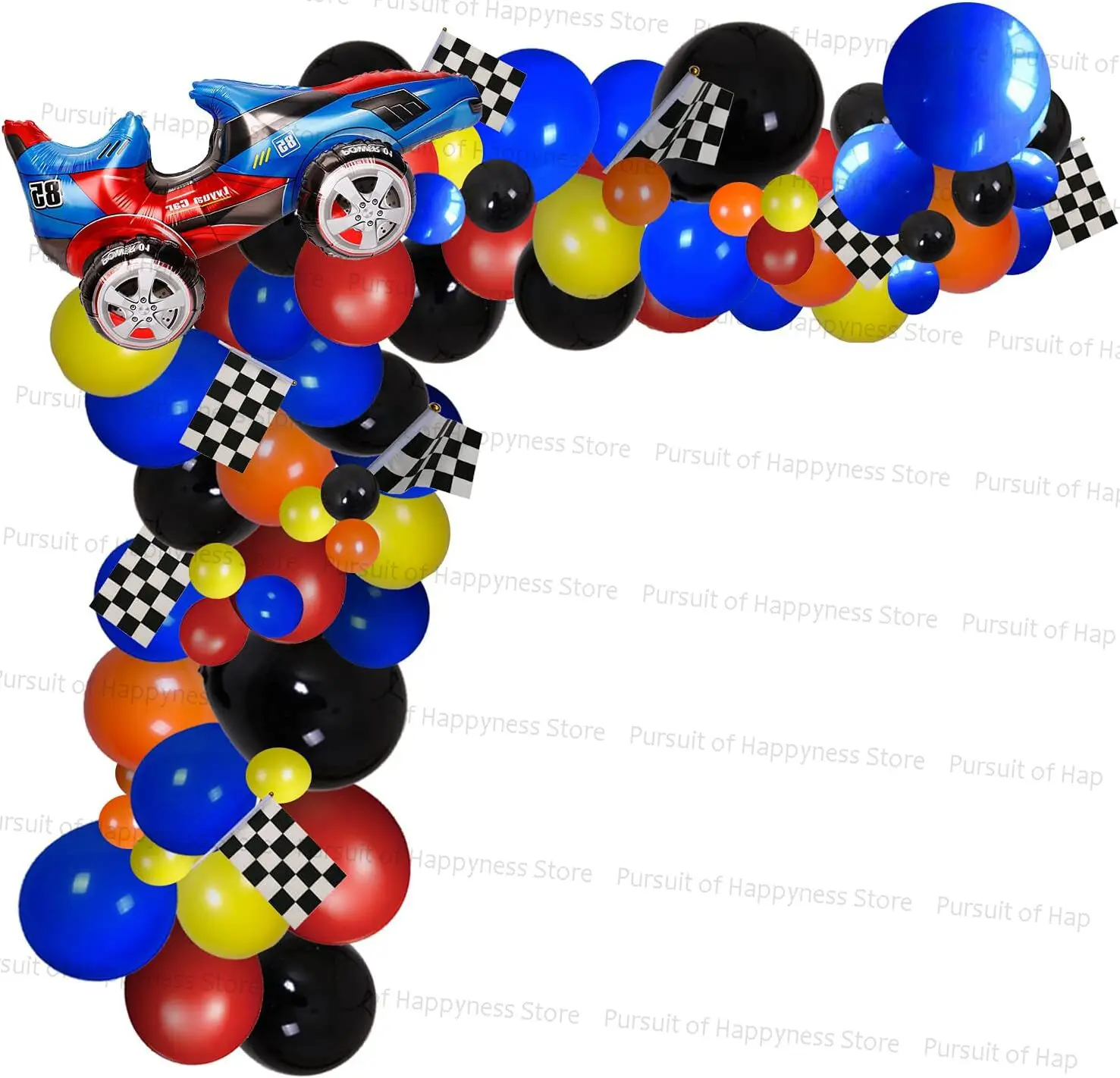 

119Pcs Race Car Balloon Garland Blue Black Orange Latex Racing Car Theme Balloons Arch for Birthday Boy Baby Shower Party Decor