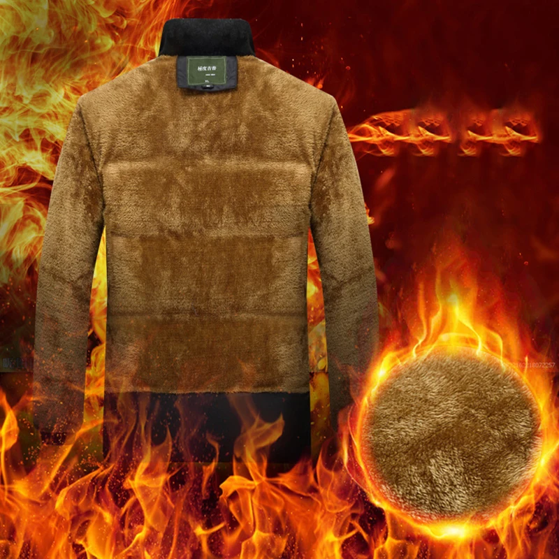 2022 New Fleece Parka Coat for Men Autumn Winter Warm Padded Thickened Jackets with Removable Hood Zipper Pocket Casual Overcoat