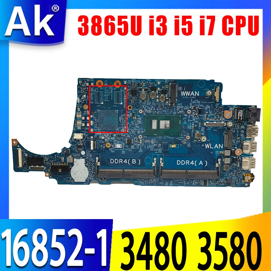 

16852-1 FOR dell Latitude 3480 3580 Laptop Notebook Motherboard CN-02V63C CN-08NCKY Mainboard 3865U i3 i5 i7 6th Gen 7th Gen CPU