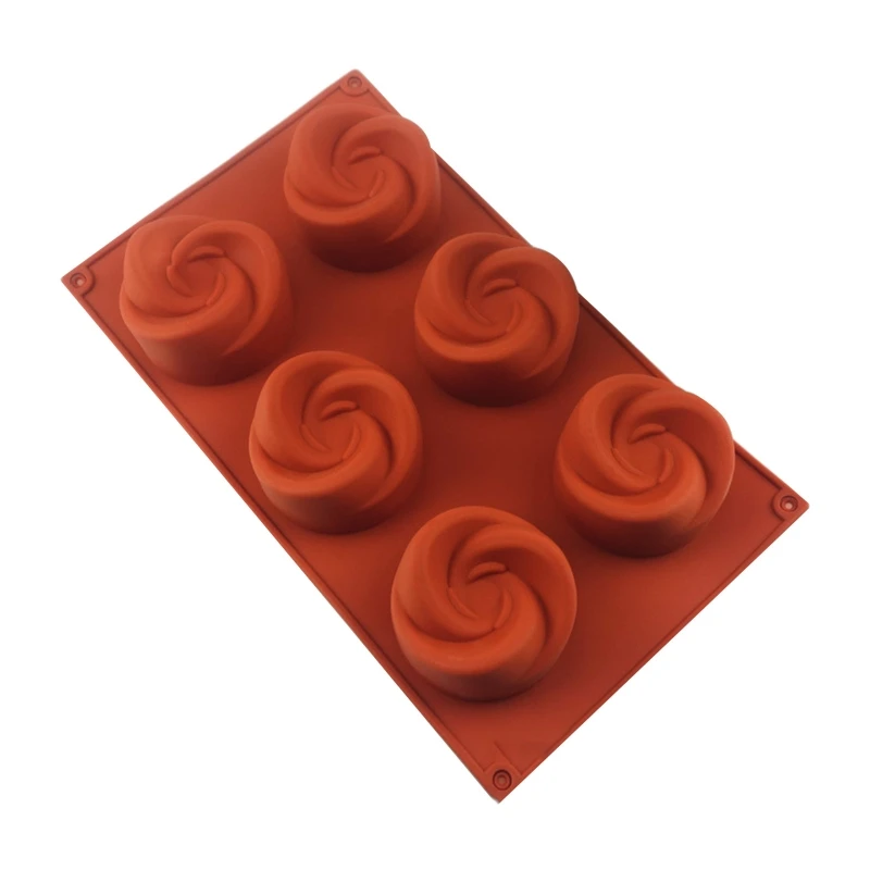 

6 ячеек, роза, искусственная кожа 3D, силиконовая самодельная форма для конфет, десертов, для домашней кухни, выпечка, Прямая поставка