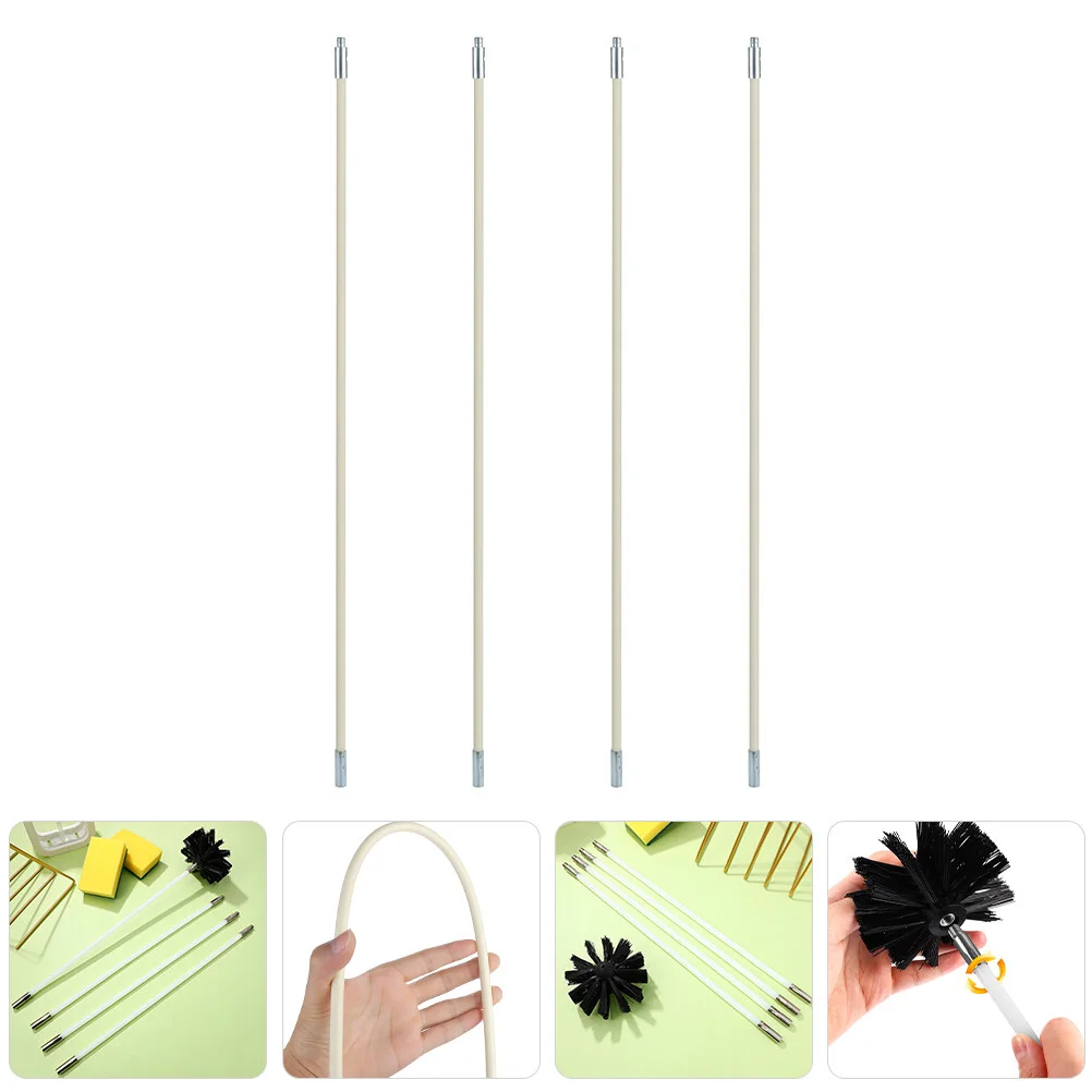 

4 Pcs Brush Rod Kitchen Brushes Rods Air Duct Cleaning Tools Nylon Dryer Vent Supplies Chimney