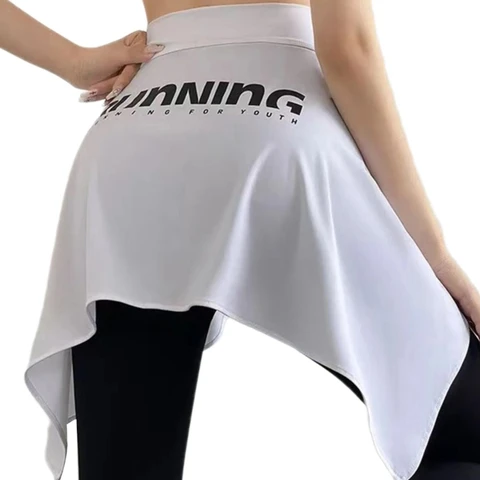95AB женская юбка с завязками для йоги, тенниса, закрывающая бедра, шарф с буквенным принтом, асимметричная юбка для тренировок,