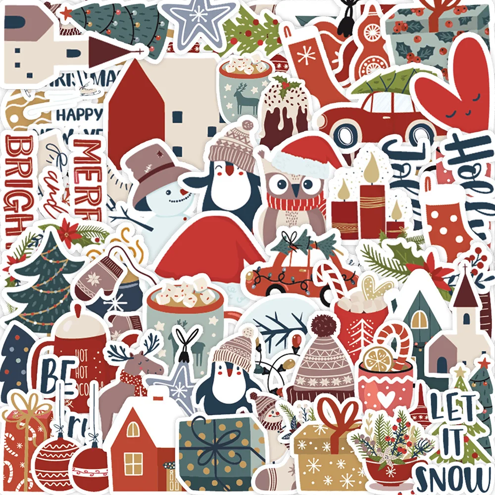 

10/30/50pcs Traditional Festivals Stickers Christmas Decals DIY Laptop Scrapbooking Fridge Phone Graffiti PVC Kids Sticker Packs