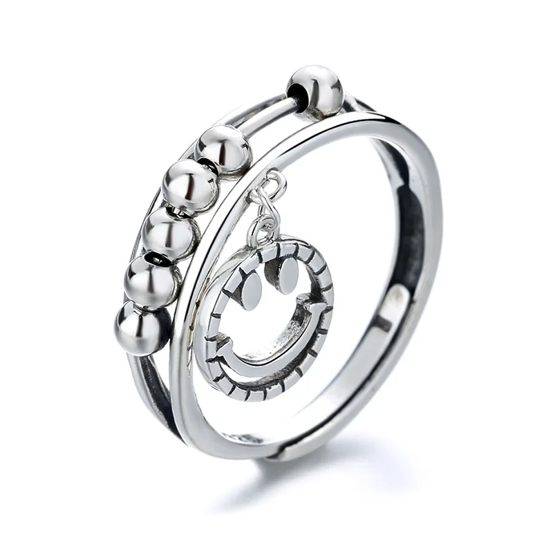 

Женское кольцо из серебра S925 пробы с вращающимся шариком в корейском восточном стиле