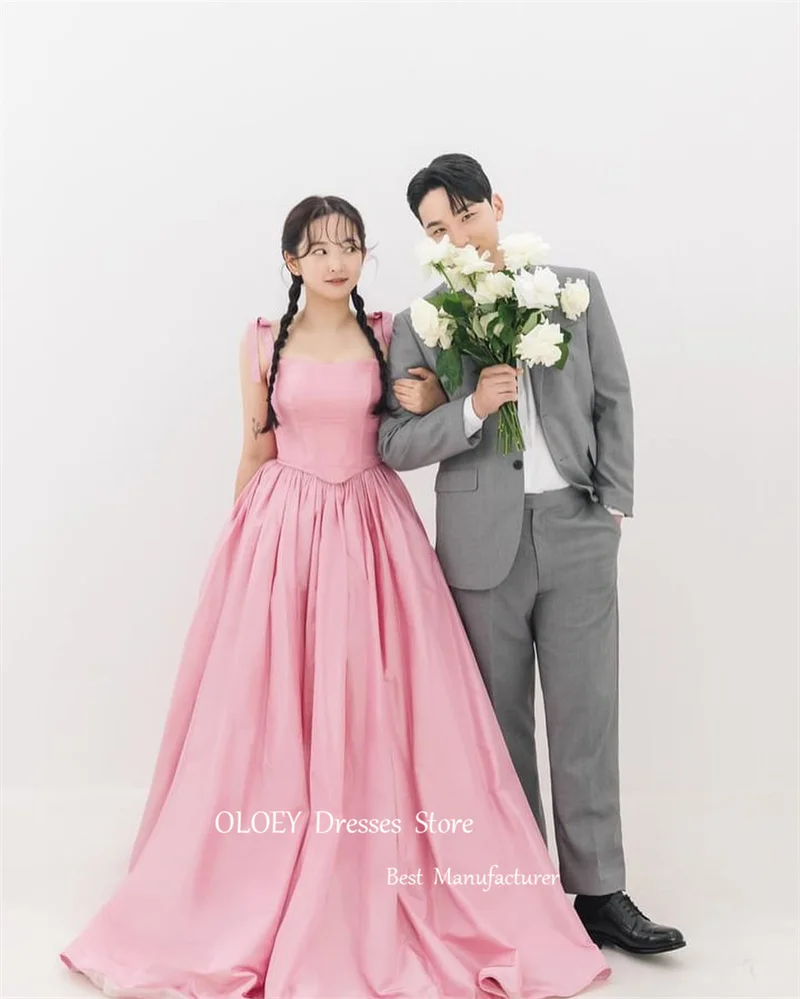 Розовые вечерние платья OLOEY в пол корейский стиль на бретельках для свадебной