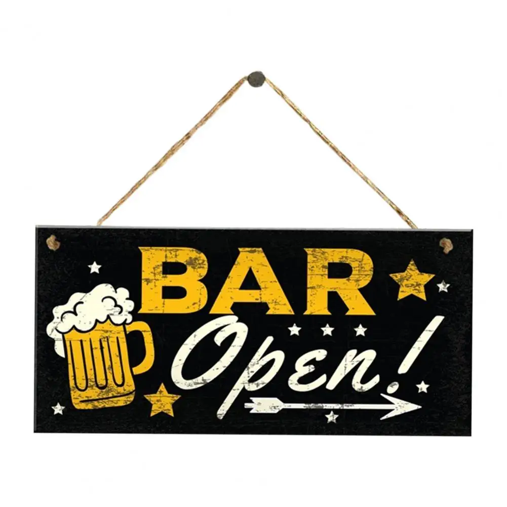 

Useful Bar Hanging Sign Long Lasting Stylish Bar Open Sign with Hanging Rope Bar Plaque Wood Open Sign