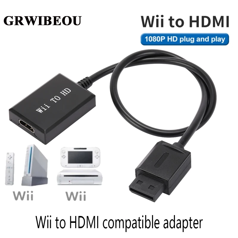 GRWIBEOU-cable adaptador compatible con Wii a HDMI, convertidor de Wii a HDMI,...